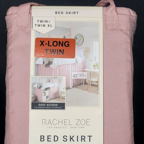 Rachel Zoe Blush Pink Lofted Dorm Bed Skirt Pretty Coquette College 39x80x42 NWT - Picture 3 of 6
